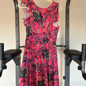 Floral Pink Ruffle Dress by Loft